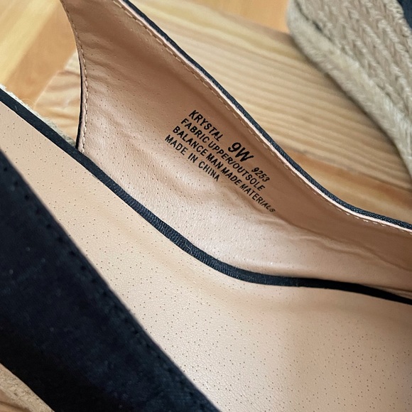 Black Satin Open Toed Wedges - Picture 7 of 7